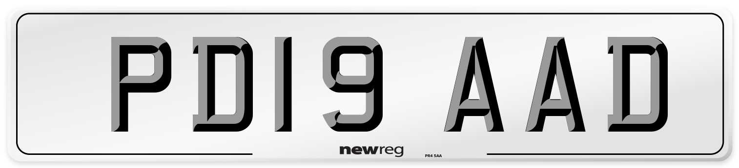 PD19 AAD Number Plate from New Reg